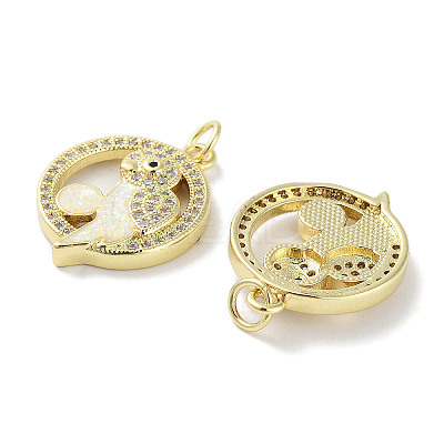 Brass Micro Pave Clear Cubic Zirconia Pendants KK-L213-024G-01-1
