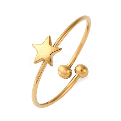 304 Stainless Steel Open Cuff Ring for Women RJEW-A071-01E-G-1