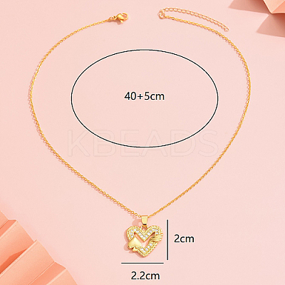 Brass Micro Pave Cubic Zirconia Pendant Necklaces EB4525-2-1