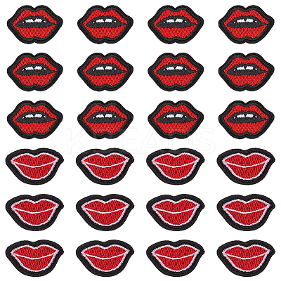 40Pcs 2 Styles Lip Polyester Computerized Embroidery Cloth Iron on/Sew on Patches DIY-GF0012-58-1