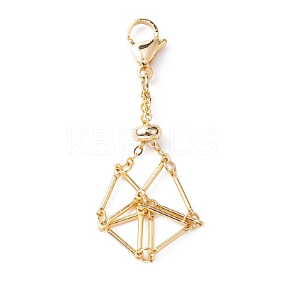 Brass Braided Chain Pouch Empty Stone Holder Pendant Decorations HJEW-JM01240-01-1