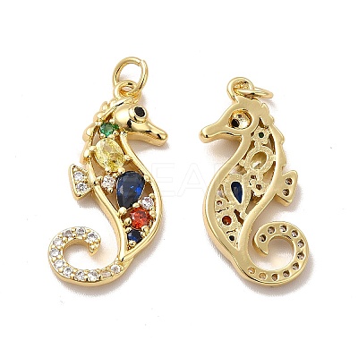 Rack Plating Eco-Friendly Brass Micro Pave Cubic Zirconia Pendants KK-A177-18G-1