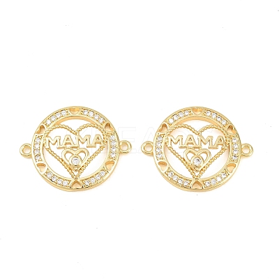Mother's Day Brass Micro Pave Clear Cubic Zirconia Word Mama Connector Charms KK-F931-17B-G-1