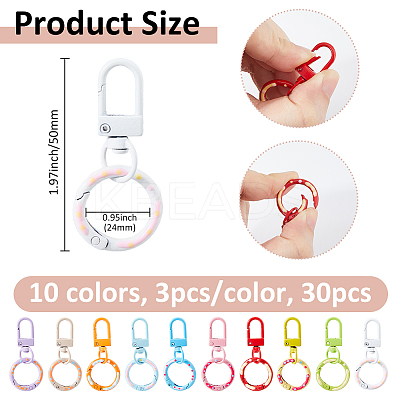 30Pcs 10 Colors Baking Paint Alloy Swivel Clasps FIND-FH0012-18-1