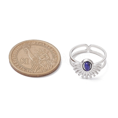 Natural White Jade & Amethyst & Lapis Lazuli & Tiger Eye 7 African Turquoise Finger Ring RJEW-JR00767-02-1