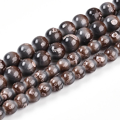 Baking Paint Glass Beads Strands DGLA-N008-8mm-09-1