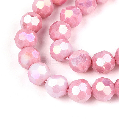 Anti-Tarnish Electroplate Glass Beads Strands EGLA-T021-8mm-15-03-1