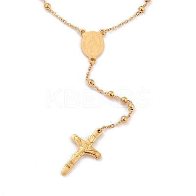304 Stainless Steel Rosary Bead Necklaces For Easter STAS-B021-03G-1