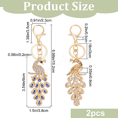 Enamel Evil Eye Peacock Pendant Keychain KEYC-WH0036-05KCG-1