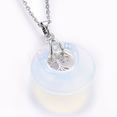 Opalite Flat Round Pendants G-I357-A10-1