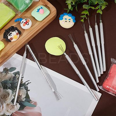8Pcs Stainless Steel Clay Pottery Sculpture Feather Wire Texture Tool DIY-UN0003-25-1