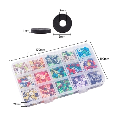 2400Pcs 15 Colors Handmade Polymer Clay Beads CLAY-YW0001-27A-1