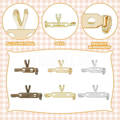 12Pcs 6 Styles Alloy Back Bar Pins with Loops FIND-FH0007-07-1
