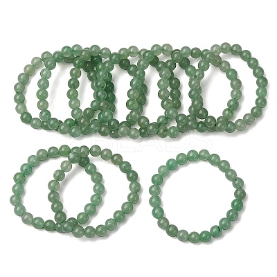 Dyed Natural Green Aventurine Beads Stretch Bracelets LS-X-BJEW-Q305-1