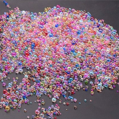 AB Color Plated 3D Nail Art Glass Mini Ball Beads MRMJ-WH0064-40J-1