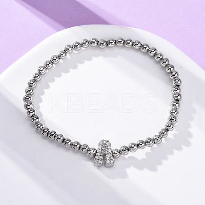 Brass Round Beads Stretch Bracelets BJEW-A034-05P-1