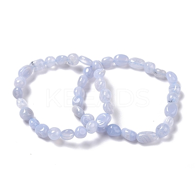 Natural Blue Lace Agate Beaded Stretch Bracelets BJEW-F414-02B-12-1