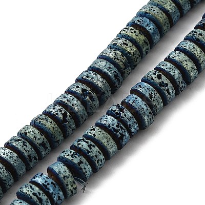 Electroplated Natural Lava Rock Beads Strands G-Q1009-F01-01-1