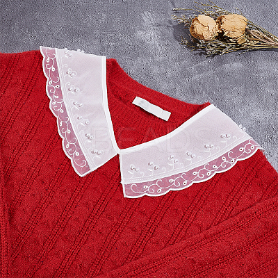 6Pcs 6 Style White Embroidered Organdy Collar AJEW-NB0004-01-1