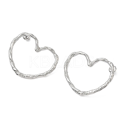 304 Stainless Steel Hollow Heart Stud Earrings EJEW-K268-55P-1