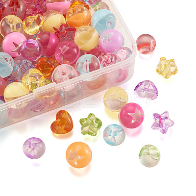 200Pcs 4 Style 1-Hole Transparent Acrylic Buttons TACR-PJ0001-04-1