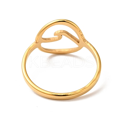 Ion Plating(IP) 201 Stainless Steel Sea Wave Finger Ring for Women RJEW-G266-28G-1