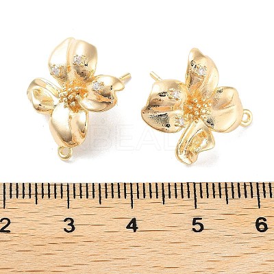 Brass Micro Pave Cubic Zirconia Stud Earring Findings KK-E107-19G-1