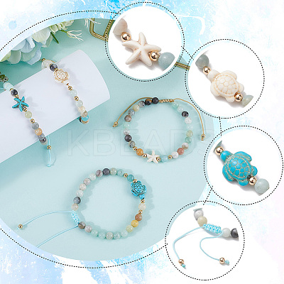 4Pcs 4 Style Natural Flower Amazonite Round Beaded Braided Bead Bracelets Sets BJEW-SC0001-51-1