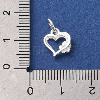 925 Sterling Silver Heart with Flower Charms STER-K180-10S-1