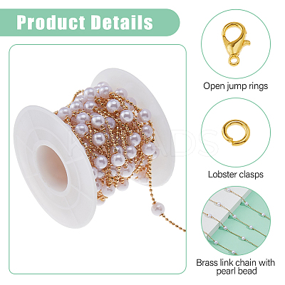 DIY Brass ABS Imitation Pearl Bead Handmade Chains Necklaces Making Kits DIY-HS0001-65B-1