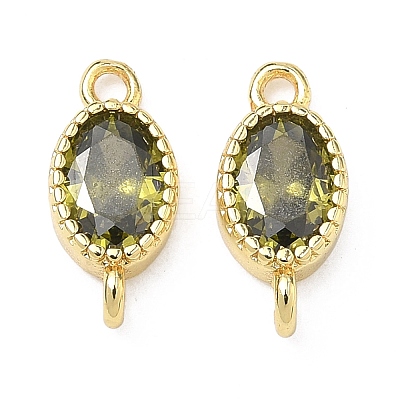 Brass Pave Cubic Zirconia Oval Connector Charms KK-P348-07G-02-1