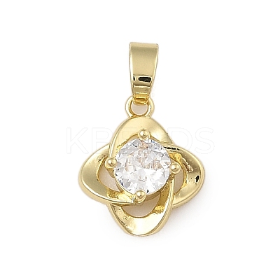 Brass Micro Pave Cubic Zirconia Pendants KK-U041-02G-02-1
