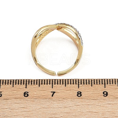 Brass Micro Pave Cubic Zirconia Cuff Rings RJEW-D326-03G-1