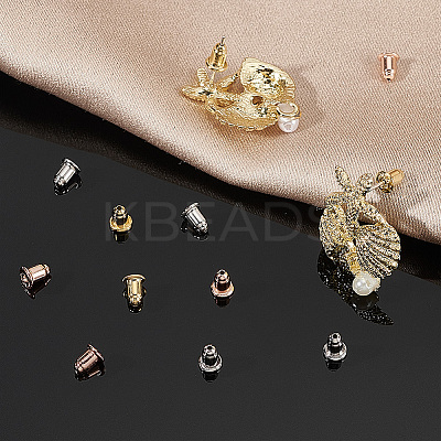 6 Pairs 3 Colors 925 Sterling Silver Bullet Ear Nuts STER-DR0001-02-1