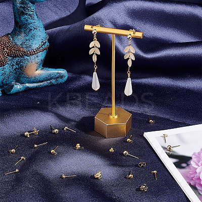 38Pcs 3 Size Brass Ball Stud Earring Post KK-AR0003-02-1