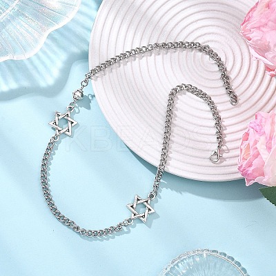 304 Stainless Steel Star of David Link Chain Necklaces NJEW-JN05658-1