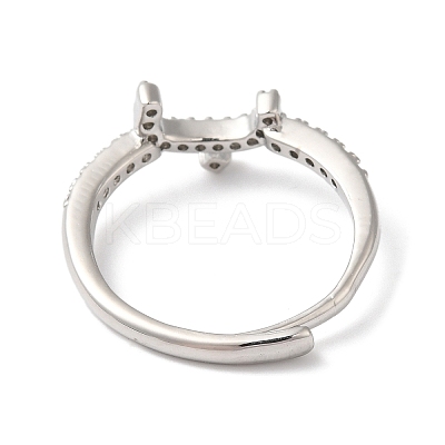 Rack Plating Brass Cubic Zirconia Arabic Letters Adjustable Rings for Women RJEW-S407-10P-15-1
