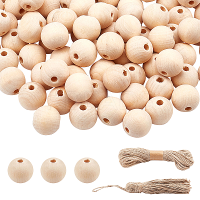 180Pcs Round Natural Unfinished Wood Beads DIY-CA0002-56-1