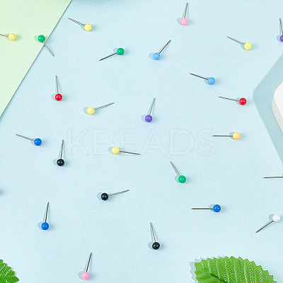 600Pcs 10 Colors Round Stainless Steel Drawing Pins FIND-SP0004-46-1