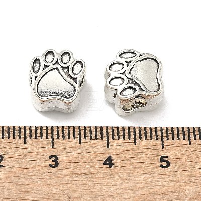 Tibetan Style Zinc Alloy Dog Paw Prints European Beads MPDL-R038-008AS-RS-1