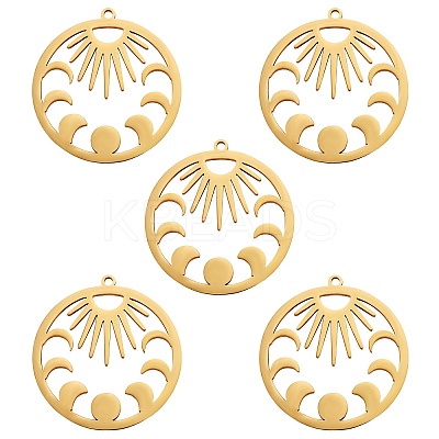 5Pcs Ion Plating(IP) 201 Stainless Steel Pendants STAS-SZ0002-07G-1