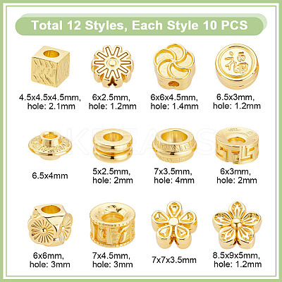 120Pcs 12 Styles Alloy Beads FIND-GA0006-79-1