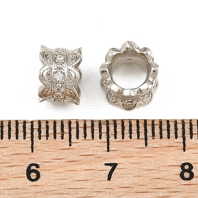 Brass Micro Pave Clear Cubic Zirconia European Beads CU-CBA6A75-17P-1