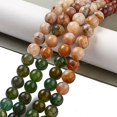 Natural Bamboo Leaf Agate and Indian Agate Beads Strands G-B095-A04-01-1