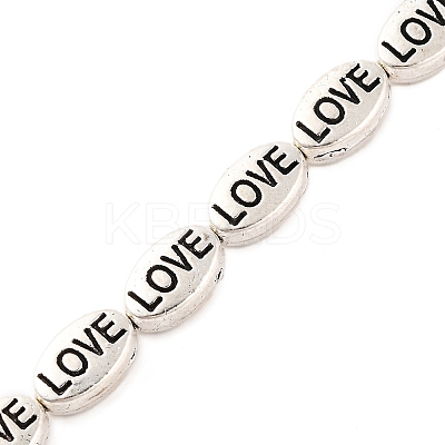Oval with Word Love Tibetan Style Alloy Bead Strands TIBEB-O007-24-LF-1