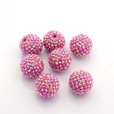 Chunky Resin Rhinestone Bubblegum Ball Beads RESI-S256-20mm-SAB6-1