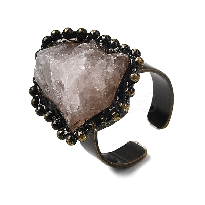Natural Rose Quartz Irregular Nugget Open Cuff Rings G-A278-03AB-04-1