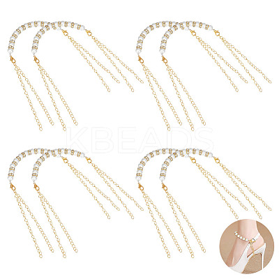 Glass Pearl Beads High-heeled Shoelaces HJEW-OC00059-1