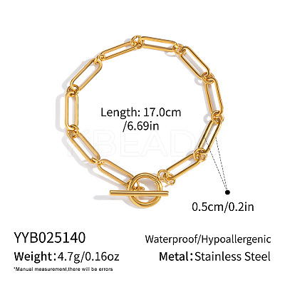 Minimalist 5mm 304 Stainless Steel Paperclip Chain OT Bracelets for Women DI6233-2-1