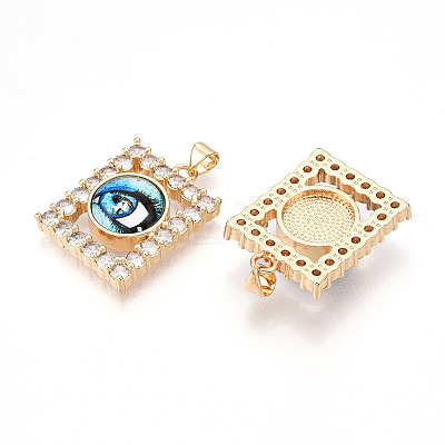 Brass Micro Pave Clear Cubic Zirconia Pendants for Women KK-T070-91A-07-1